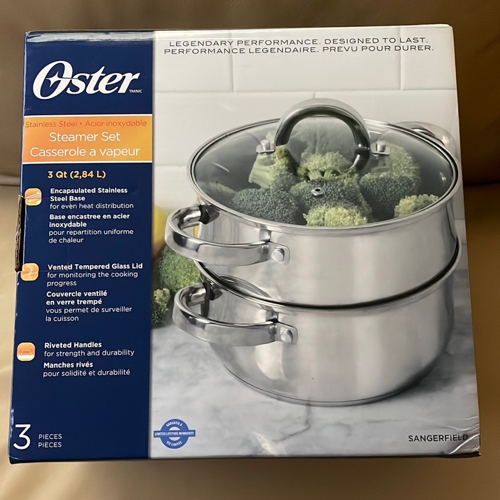 Oster Stainless Steel 3 Qt Steamer Set